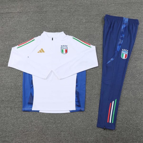 Italy 2024-25 White Half Zip Long Sleeve Training Kit - Image 2