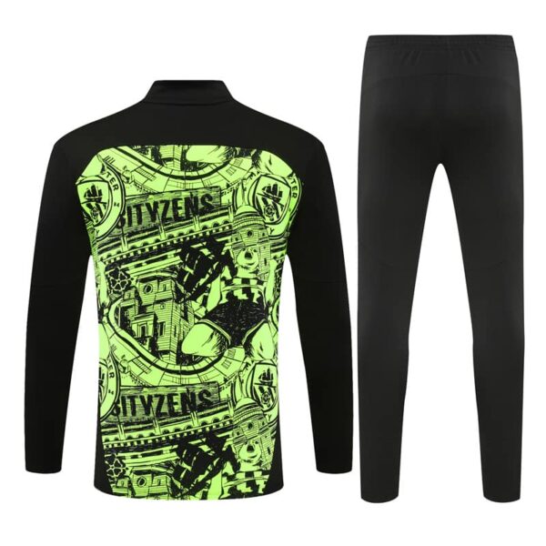 Manchester City 2024-25 Fluorescent Green (Camo Edition) Half Zip Long Sleeve Training Kit - Image 2