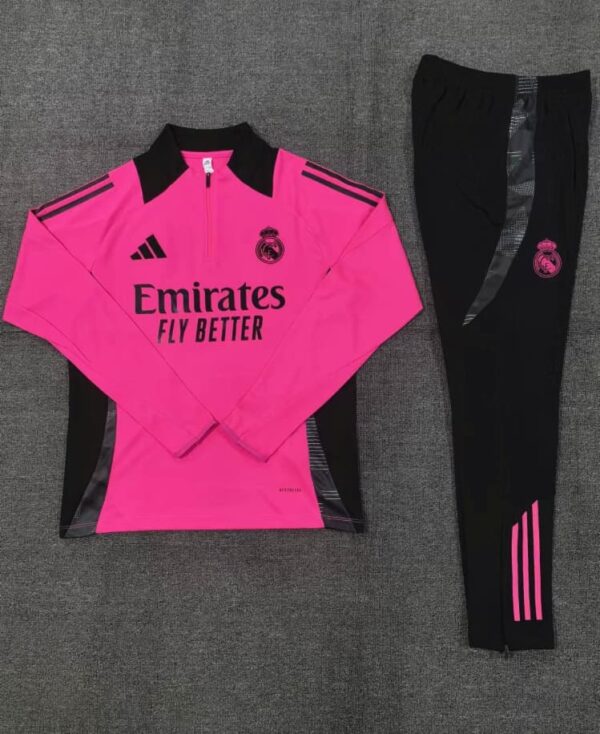 Real Madrid 2024-25 Rose Red Half Zip Long Sleeve Kids Training Kit - Image 2