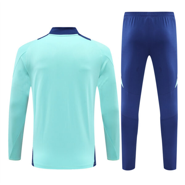 Manchester United 2024-25 Turquoise Blue Half Zip Long Sleeve Training Kit - Image 2