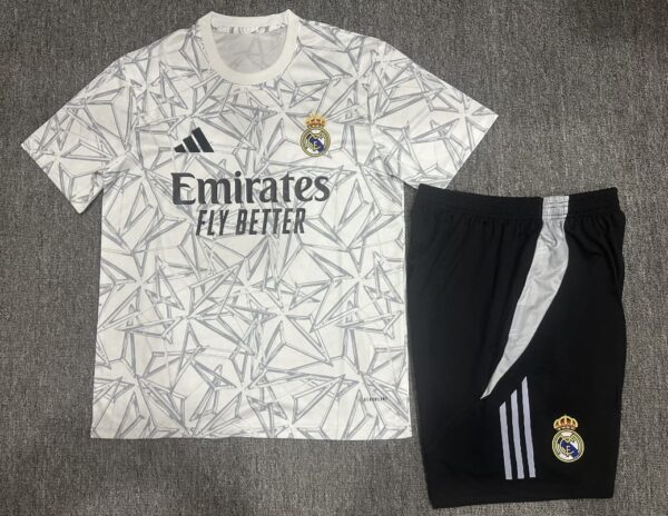 Real Madrid 2024-25 White Grey (Camo Edition) Short Sleeve Kids Training Kit - Image 2