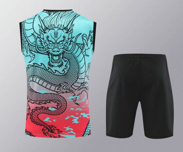Real Madrid 2024-25 Dragon Cyan-Red Vest Training Kit - Image 2