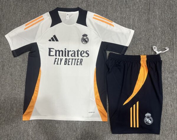 Real Madrid 2024-25 White Short Sleeve Kids Training Kit - Image 2