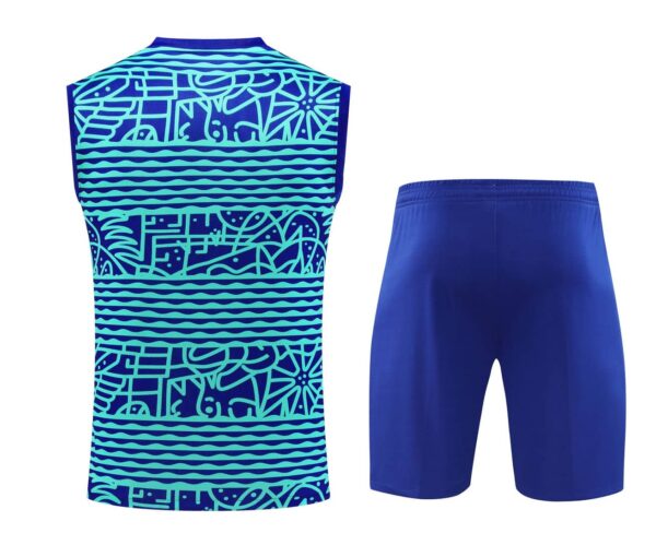 Brazil 2024-25 Blue with Waves and Patterns Vest Training Kit - Image 2