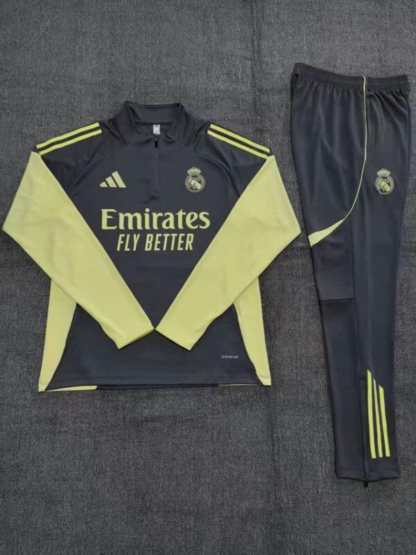 Real Madrid 2025-26 Dark Grey Half Zip Long Sleeve Kids Training Kit - Image 2