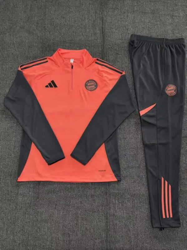 Bayern Munich 2025-26 Orange Half Zip Long Sleeve Kids Training Kit - Image 2