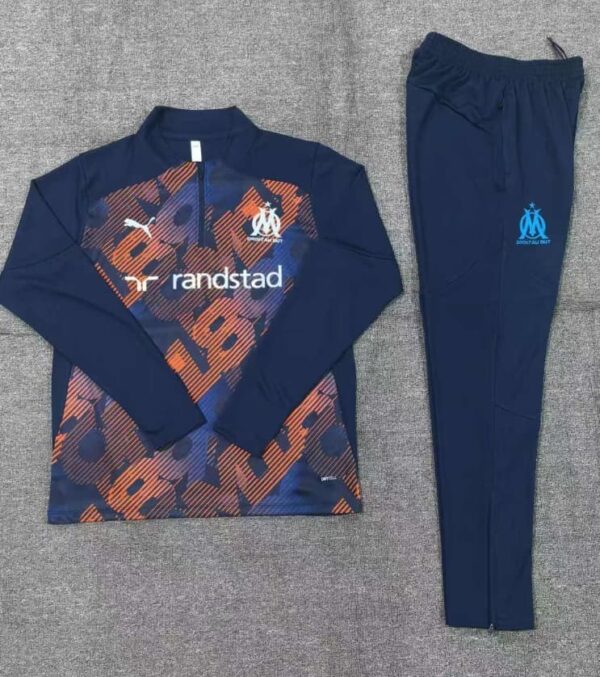 Marseille 2024-25 Royal Blue (Camo Edition) Half Zip Long Sleeve Kids Training Kit - Image 2