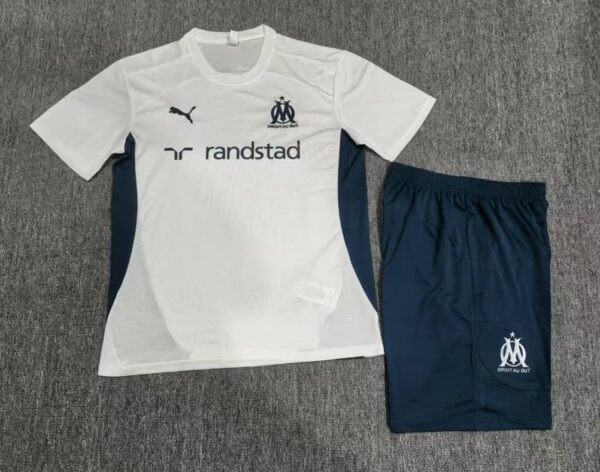 Marseille 2024-25 White Short Sleeve Kids Training Kit - Image 2
