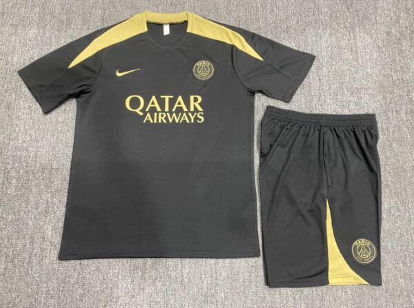 PSG 2024-25 Black Gold Short Sleeve Kids Training Kit - Image 2