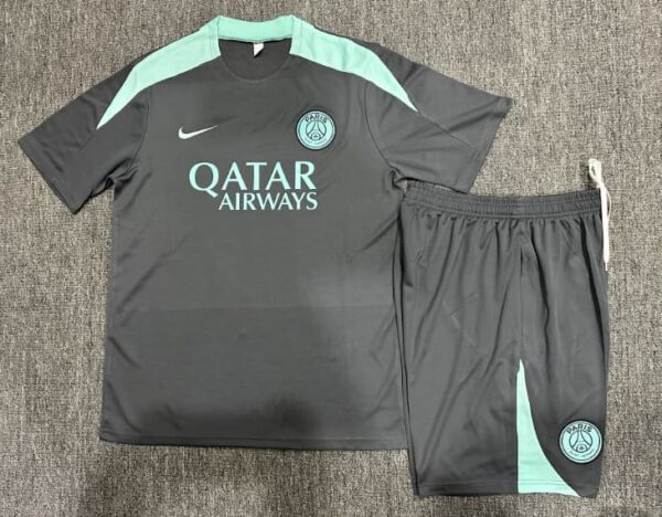 PSG 2024-25 Dark Grey Light Blue Short Sleeve Kids Training Kit - Image 2