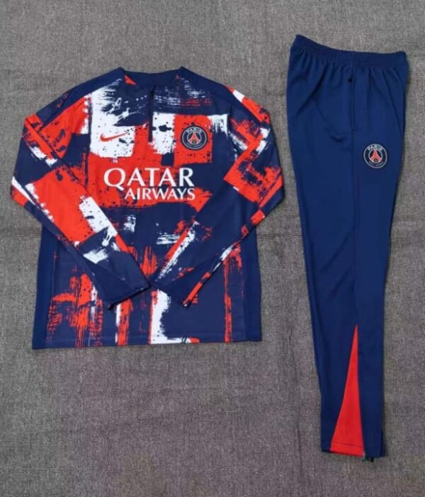 PSG 2024-25 Red Blue (Camo Edition) Half Zip Long Sleeve Kids Training Kit - Image 2