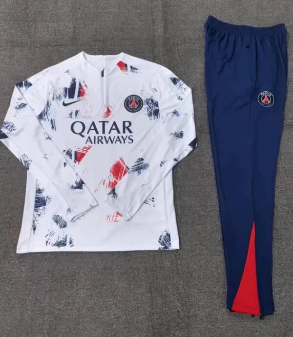 PSG 2024-25 White (Camo Edition) Half Zip Long Sleeve Kids Training Kit - Image 2