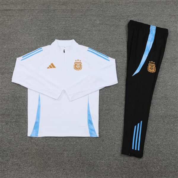 Argentina 2024-25 White Half Zip Long Sleeve Training Kit - Image 3