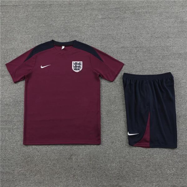 England 2024-25 Maroon Short Sleeve Training Kit - Image 3