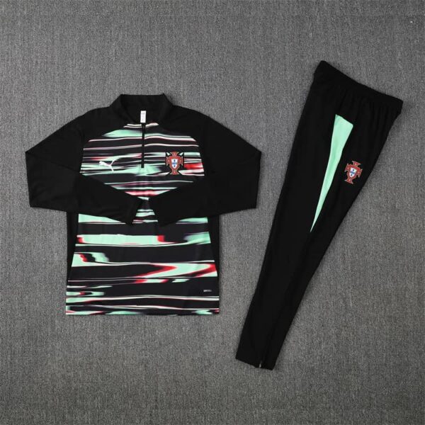 Portugal 2025-26 Green Black (Camo Edition) Half Zip Long Sleeve Training Kit - Image 3