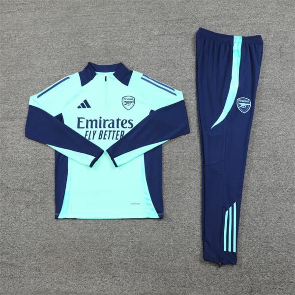 Arsenal 2024-25 Turquoise Blue Half Zip Long Sleeve Training Kit - Image 3