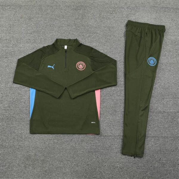 Manchester City 2024-25 Army Green Half Zip Long Sleeve Training Kit - Image 3