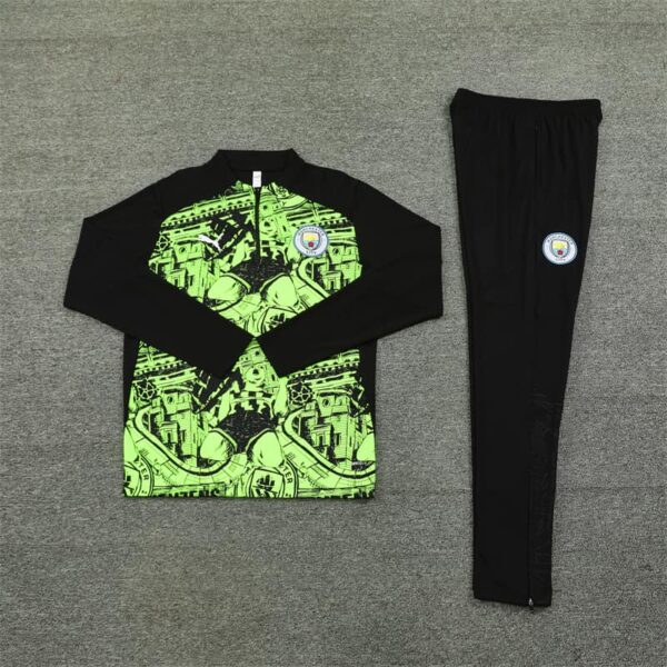 Manchester City 2024-25 Fluorescent Green (Camo Edition) Half Zip Long Sleeve Training Kit - Image 3