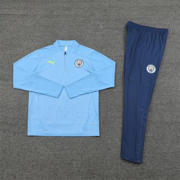 Manchester City 2024-25 Light Blue (Embossed Edition) Half Zip Long Sleeve Training Kit - Image 3