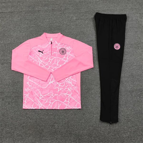 Manchester City 2024-25 Pink (Camo Edition) Half Zip Long Sleeve Training Kit - Image 3