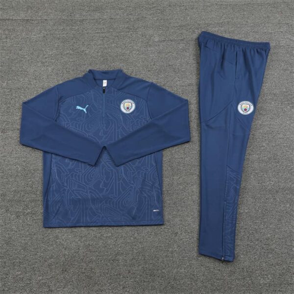 Manchester City 2024-25 Royal Blue (Embossed Edition) Half Zip Long Sleeve Training Kit - Image 3