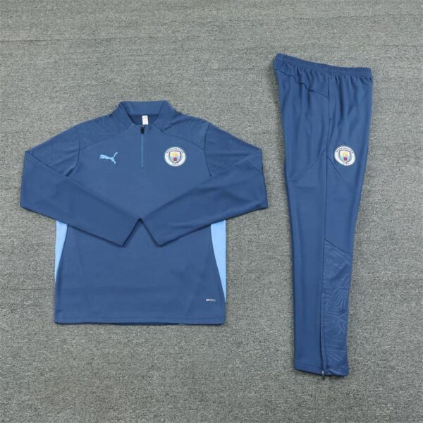 Manchester City 2024-25 Royal Blue Half Zip Long Sleeve Training Kit - Image 3