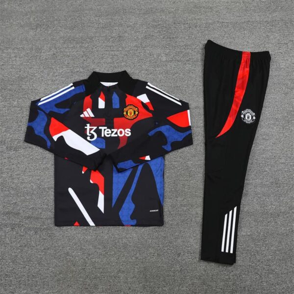 Manchester United 2024-25 Black (Camo Edition) Half Zip Long Sleeve Training Kit - Image 3