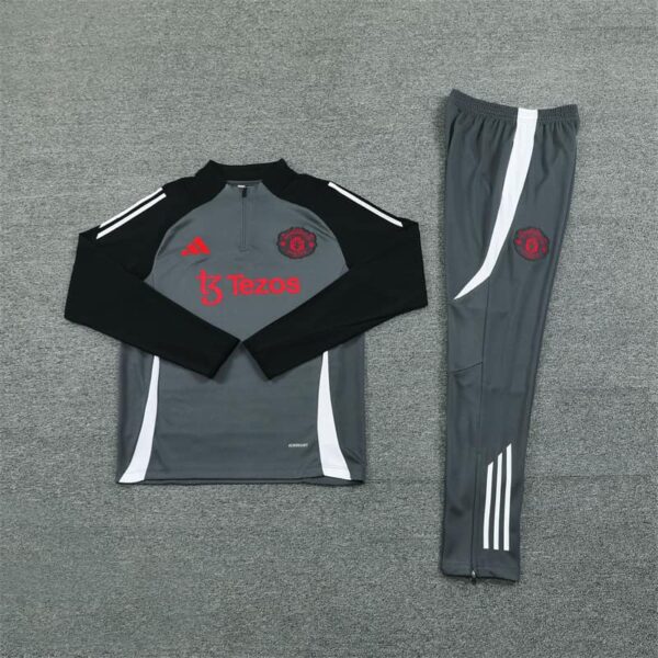 Manchester United 2024-25 Dark Grey Half Zip Long Sleeve Training Kit - Image 3