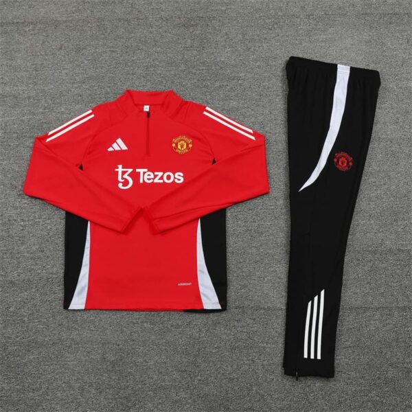 Manchester United 2024-25 Red Half Zip Long Sleeve Training Kit - Image 3