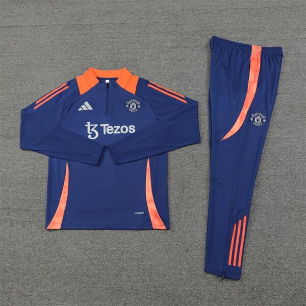 Manchester United 2024-25 Royal Blue Half Zip Long Sleeve Training Kit - Image 3