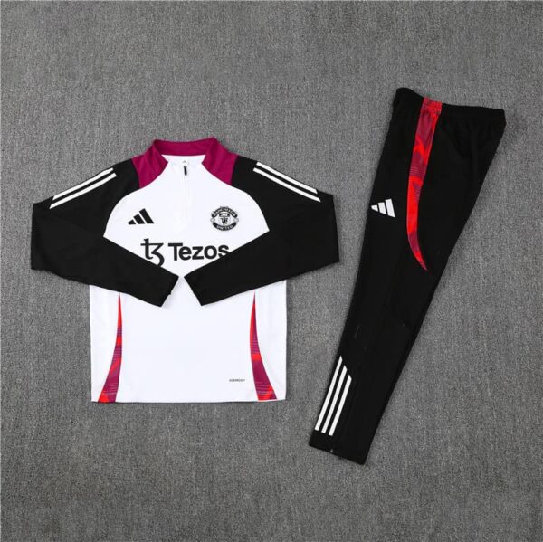 Manchester United 2024-25 White Half Zip Long Sleeve Training Kit - Image 3
