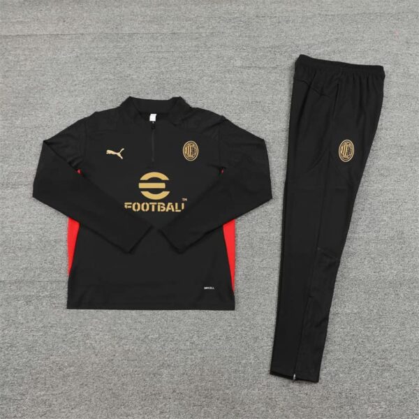 AC Milan 2024-25 Black Half Zip Long Sleeve Training Kit - Image 3