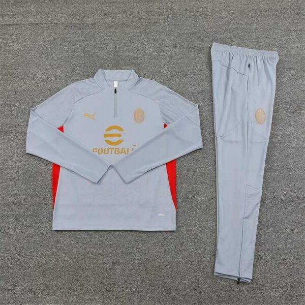 AC Milan 2024-25 Grey Half Zip Long Sleeve Training Kit - Image 3
