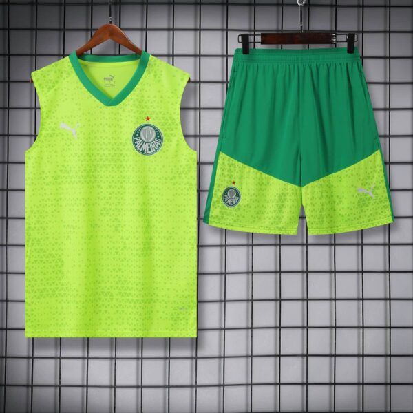 Palmeiras 2024-25 Neon Yellow Vest Training Kit - Image 3