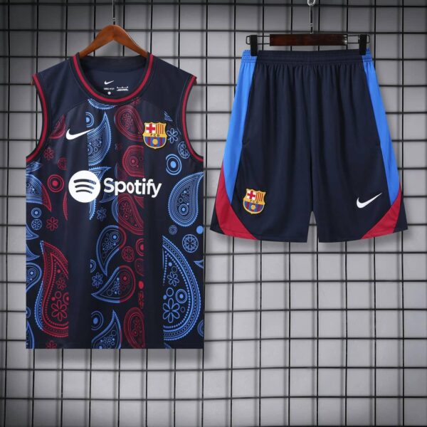 Barcelona 2024-25 Navy Paisley Vest Training Kit - Image 3