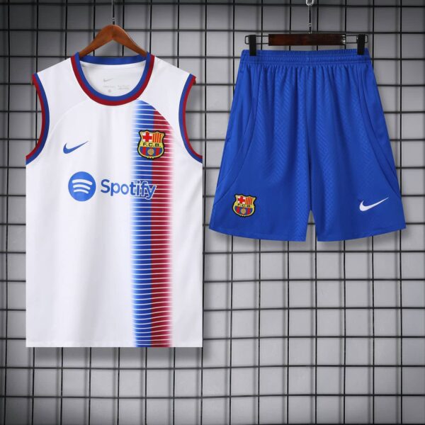 Barcelona 2024-25 White with Blue and Red Gradient Vest Training Kit - Image 3