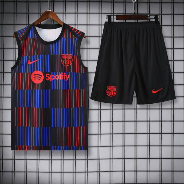 Barcelona 2025-26 Black with Red and Blue Stripes Vest Training Kit - Image 3