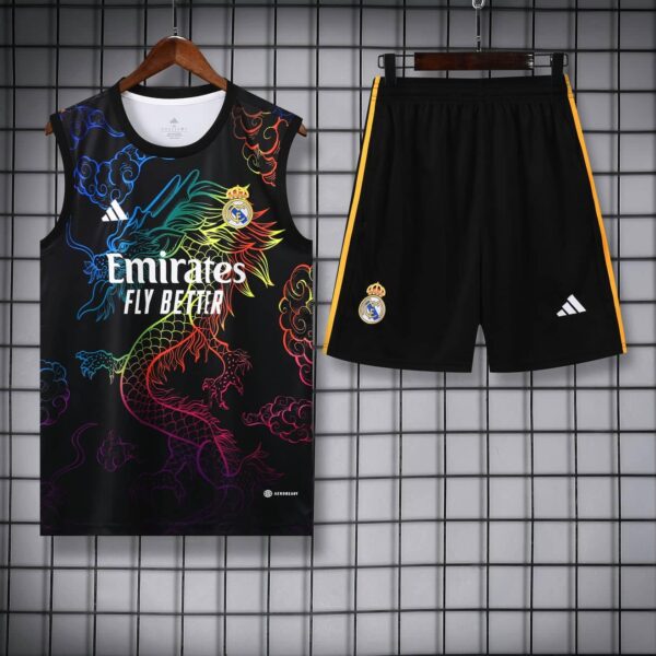 Real Madrid 2024-25 Black Dragon Vest Training Kit - Image 3