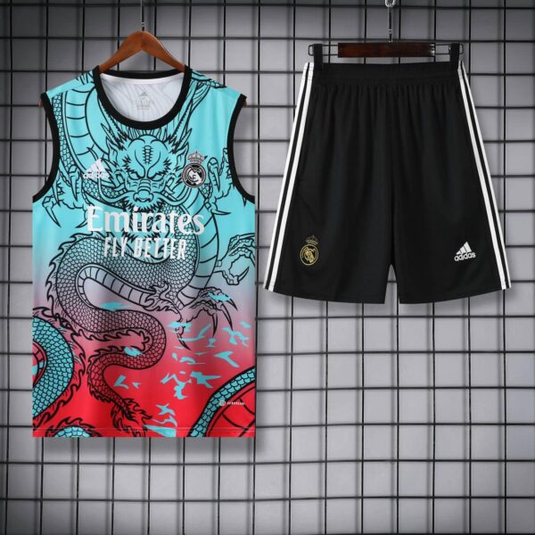Real Madrid 2024-25 Dragon Cyan-Red Vest Training Kit - Image 3