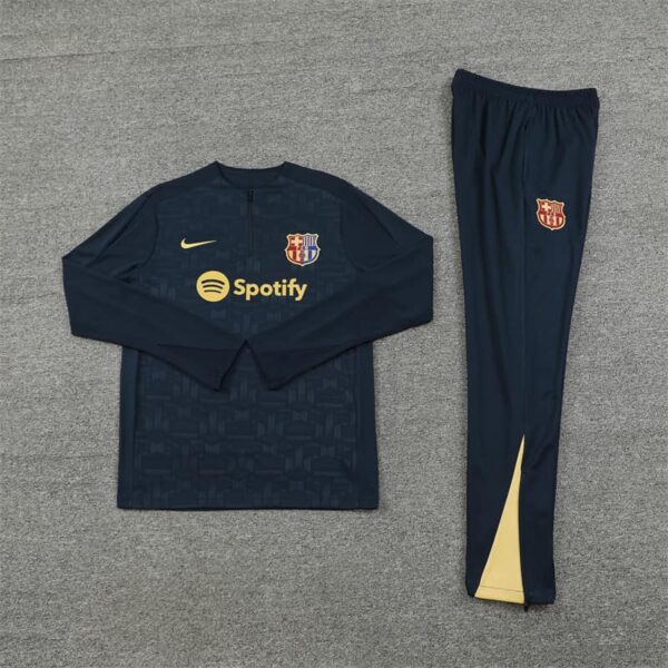 Barcelona 2024-25 Royal Blue (Embossed Edition) Half Zip Long Sleeve Training Kit - Image 3