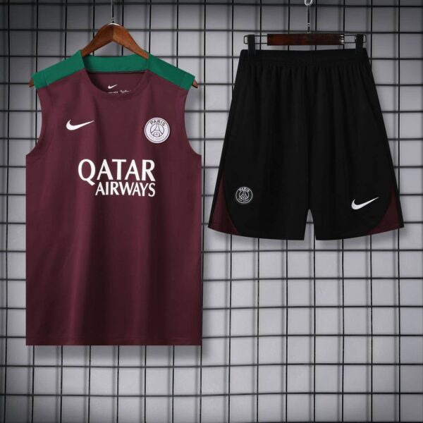 PSG 2024-25 Burgundy Green Vest Training Kit - Image 3