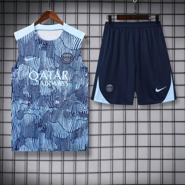 PSG 2024-25 Light Blue Navy (Pattern Edition) Vest Training Kit - Image 3