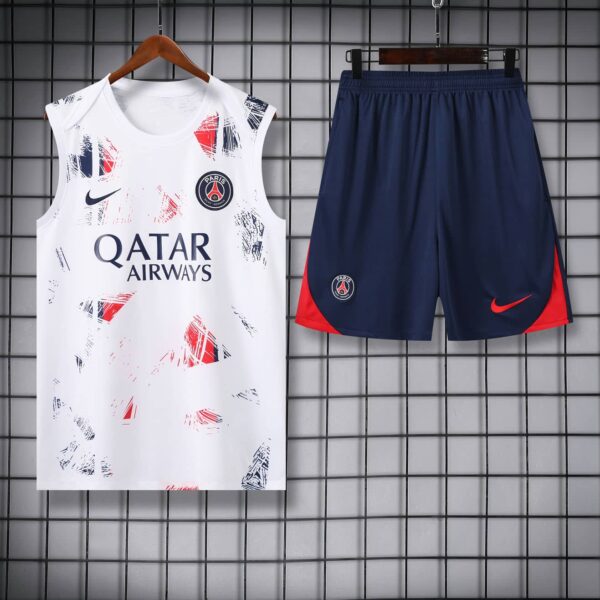 PSG 2024-25 White Red Navy (Pattern Edition) Vest Training Kit - Image 3