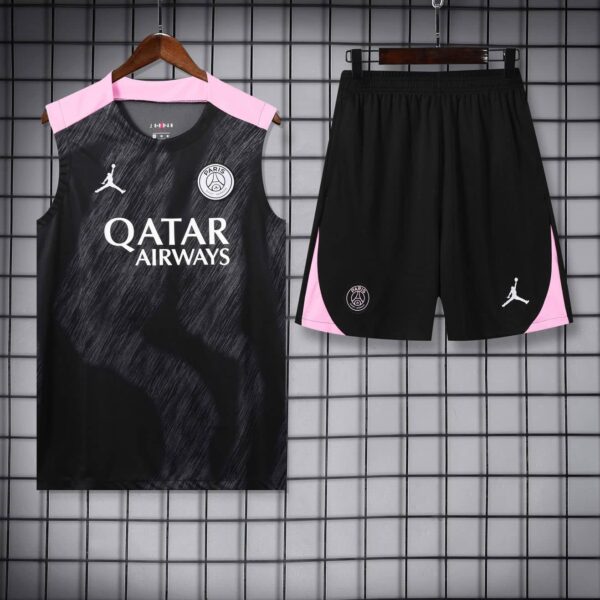 PSG Jordan 2024-25 Black Pink (Brush Edition) Vest Training Kit - Image 3