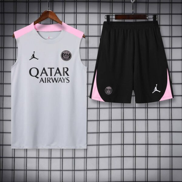 PSG Jordan 2024-25 Light Grey Pink Vest Training Kit - Image 3