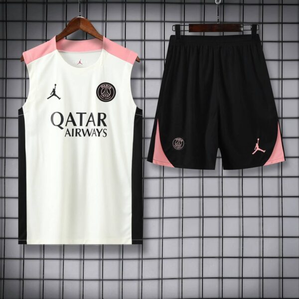 PSG Jordan 2025-26 White Black Pink Vest Training Kit - Image 3