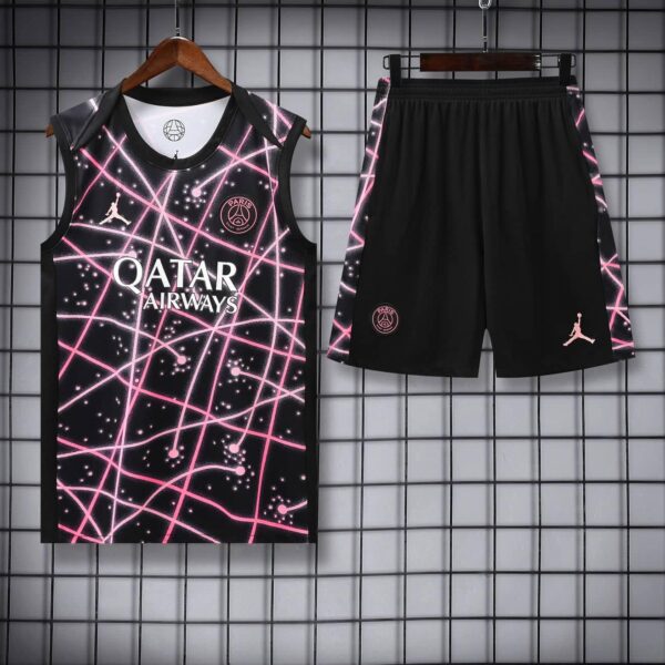 PSG Jordan 2025-26 Black Pink (Laser Grid Edition) Vest Training Kit - Image 3