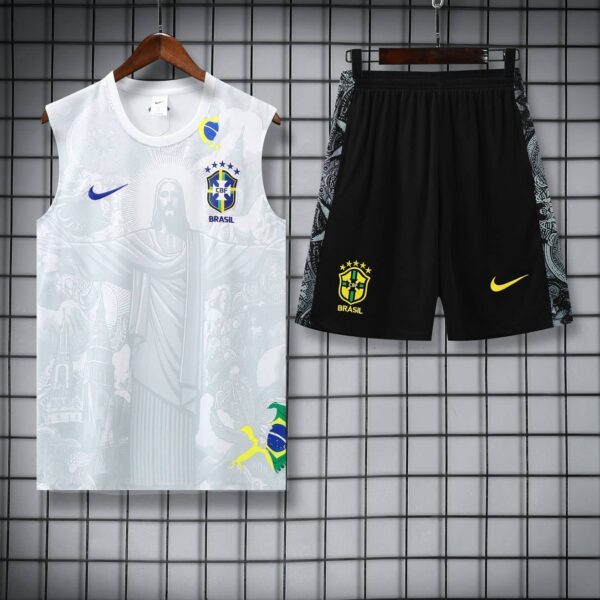 Brazil 2025-26 White Jesus Graphic Vest Training Kit - Image 3