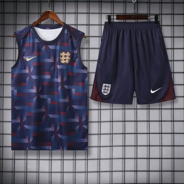 England 2024-25 Navy Geometric Maroon Vest Training Kit - Image 3