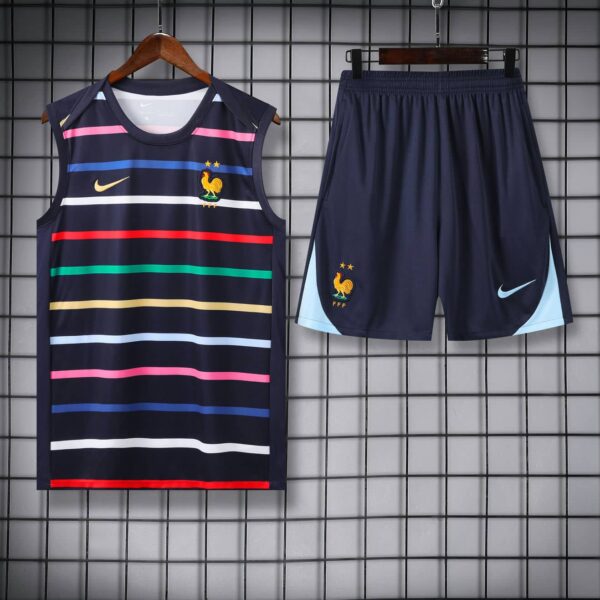 France 2025-26 Black with Multi-Color Stripes Vest Training Kit - Image 3